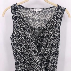 Sleeveless Jumpsuit Max Studio Sz XS Black White Geometric Wrap Front One Piece